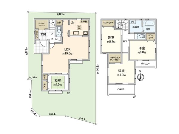 座間市入谷東4丁目 新築戸建 間取図(平面図) 座間市入谷東4丁目 新築戸建 間取図(平面図)