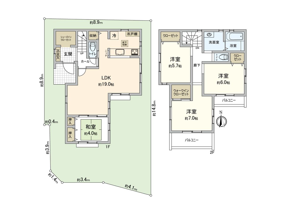 座間市入谷東4丁目 新築戸建 間取図(平面図) 間取図(平面図)