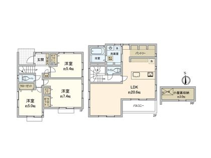 綾瀬市蓼川2丁目 新築戸建 間取図(平面図)