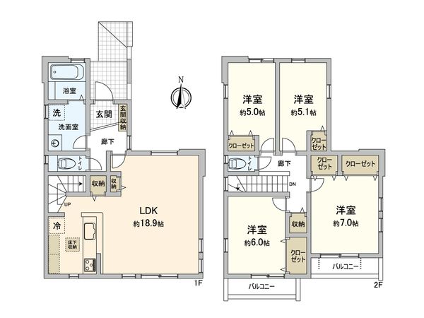 座間市立野台3丁目 新築戸建1号棟 間取図(平面図)