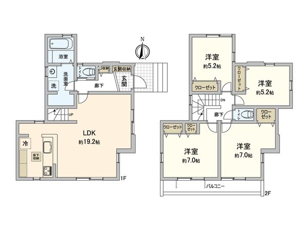 座間市立野台3丁目 新築戸建2号棟 間取図(平面図)