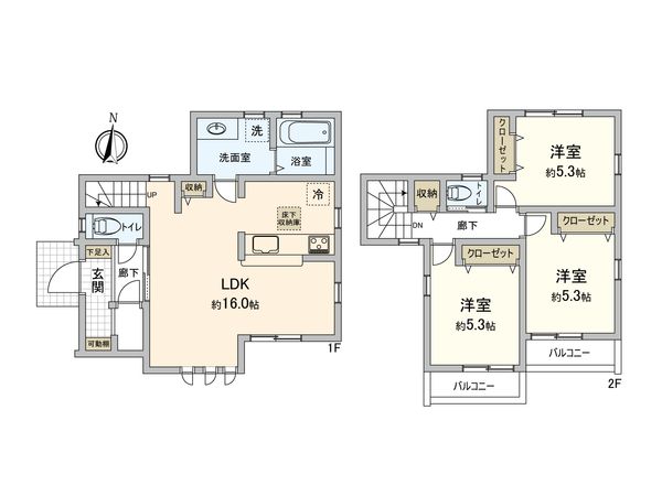 海老名市国分南4丁目 新築戸建 間取図(平面図) 海老名市国分南4丁目 新築戸建 間取図(平面図)