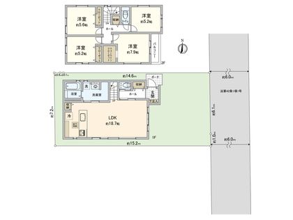 座間市立野台3丁目 新築戸建 1号棟 間取図(平面図)