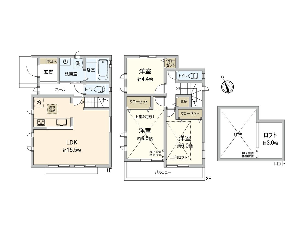 海老名市国分寺台4丁目 新築戸建A号棟 間取図(平面図) 間取図(平面図)