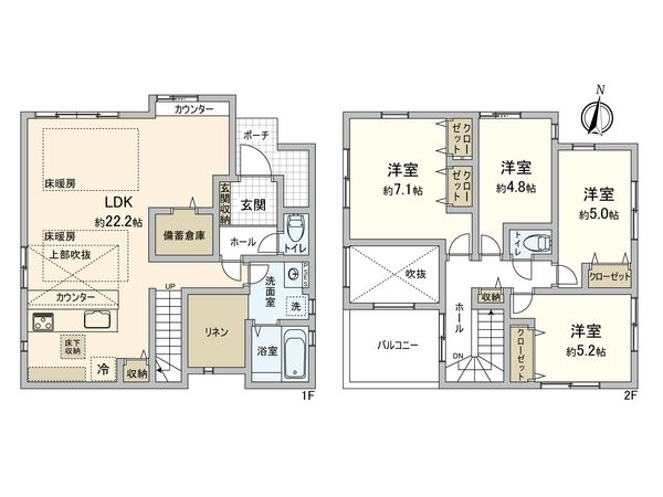 海老名市国分北3丁目 新築戸建3号棟 間取図(平面図) 間取図(平面図)