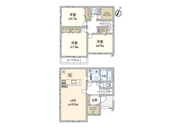 綾瀬市深谷上5丁目 新築戸建 1号棟 間取図(平面図)