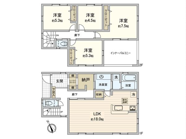 海老名市国分寺台5丁目 新築戸建 間取図(平面図) 海老名市国分寺台5丁目 新築戸建 間取図(平面図)