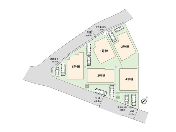 伊勢原市東大竹 新築戸建5号棟 全体区画図