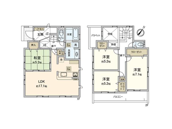 伊勢原市東大竹 新築戸建4号棟 間取図(平面図)