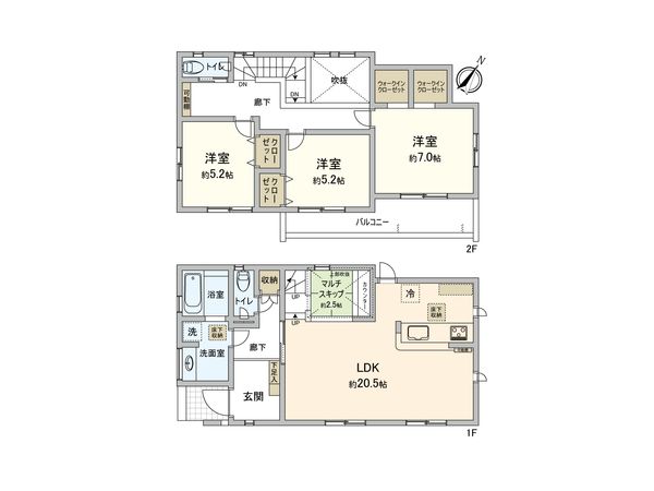 伊勢原市東大竹 新築戸建3号棟 間取図(平面図)