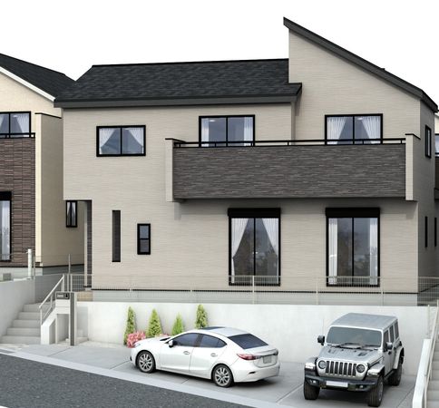 伊勢原市東大竹 新築戸建3号棟 外観パース図