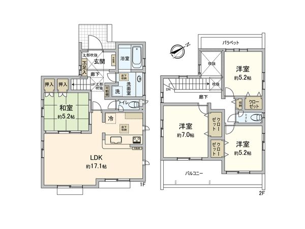 伊勢原市東大竹 新築戸建2号棟 間取図(平面図)