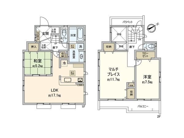 伊勢原市東大竹 新築戸建1号棟 間取図(平面図)