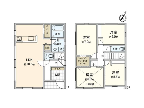 海老名市下今泉4丁目 新築戸建 A棟 間取図(平面図) 間取図(平面図)