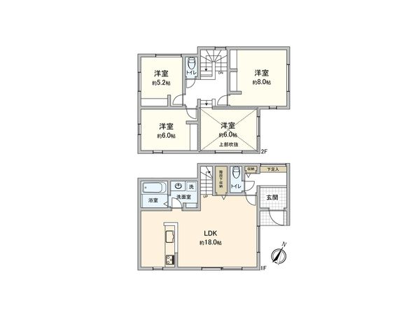 海老名市下今泉4丁目 新築戸建 B棟 間取図(平面図) 間取図(平面図)