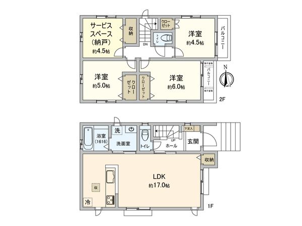 海老名市国分寺台1丁目 新築戸建 間取図(平面図) 海老名市国分寺台1丁目 新築戸建 間取図(平面図)