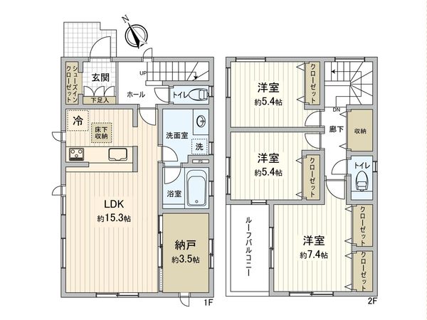 海老名市国分寺台5丁目 戸建 A号棟 間取図(平面図) 間取図(平面図)