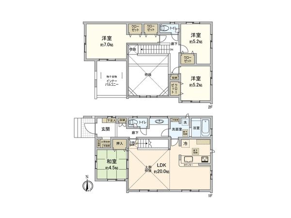 厚木市妻田東1丁目 間取図(平面図) 厚木市妻田東1丁目 間取図(平面図)