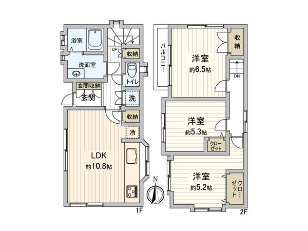 座間市入谷西5丁目 戸建 間取図(平面図)