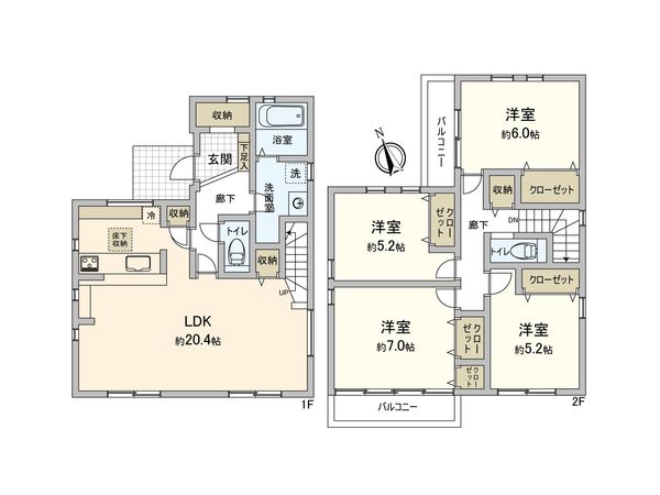 横浜市港南区下永谷5丁目 新築戸建 間取図(平面図) 横浜市港南区下永谷5丁目 新築戸建 間取図(平面図)