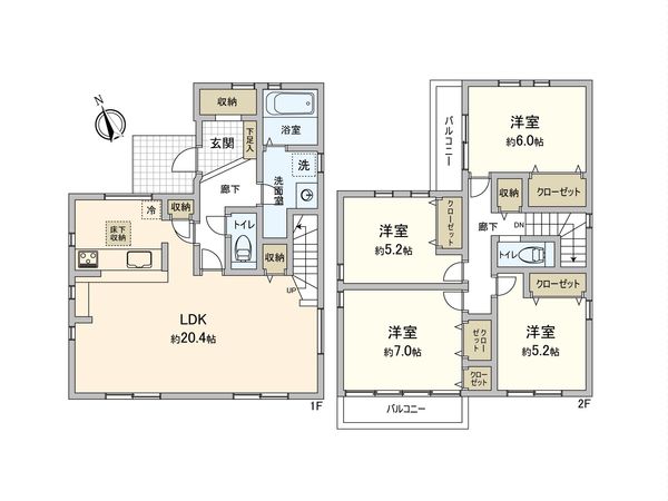 横浜市港南区下永谷5丁目 新築戸建 間取図(平面図) 横浜市港南区下永谷5丁目 新築戸建 間取図(平面図)