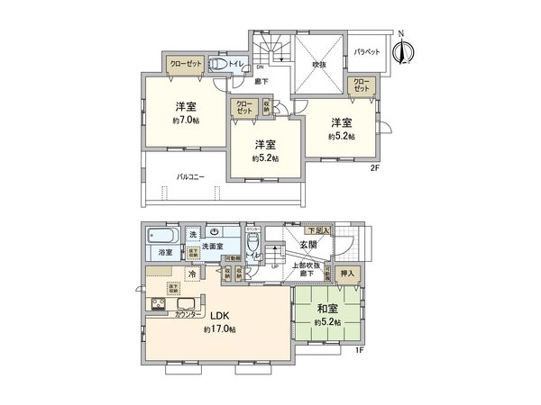 綾瀬市綾西3丁目 新築戸建 間取図(平面図) 綾瀬市綾西3丁目 新築戸建 間取図(平面図)