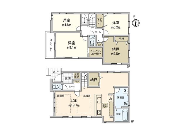 海老名市上郷3丁目 新築戸建 1号棟 間取図(平面図)