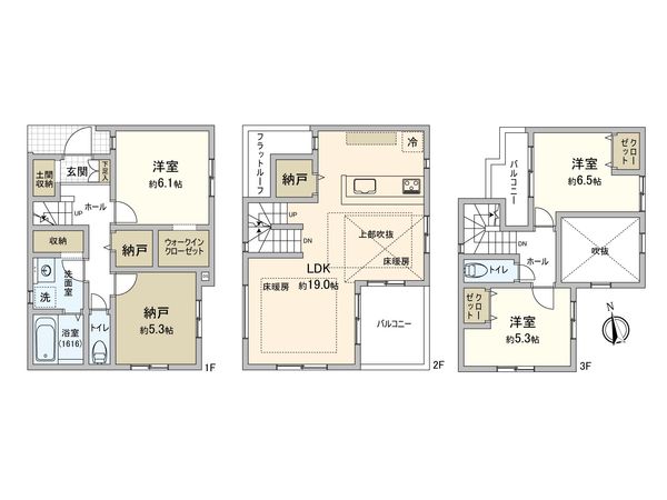 海老名市上郷3丁目 新築戸建 3号棟 間取図(平面図)