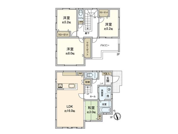 海老名市大谷南3丁目 戸建 間取図(平面図)