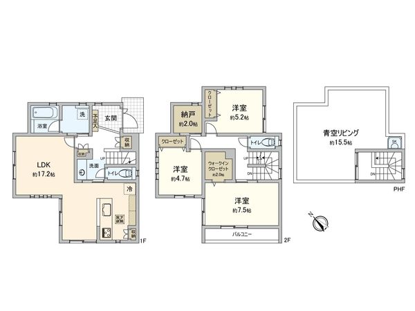 綾瀬市小園 新築戸建1号棟 間取図(平面図) 綾瀬市小園 新築戸建1号棟 間取図(平面図)