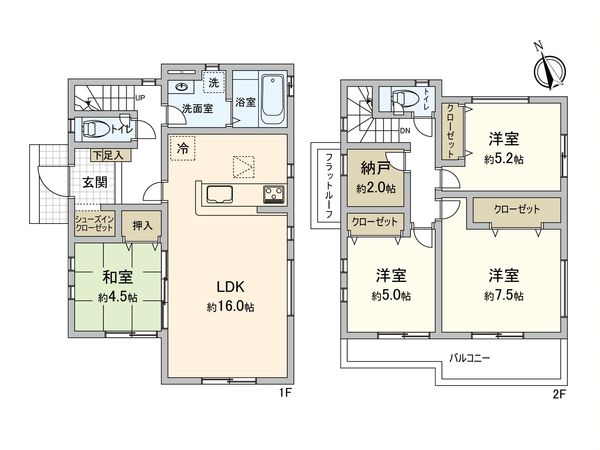 座間市西栗原1丁目 新築戸建 1号棟 間取図(平面図)