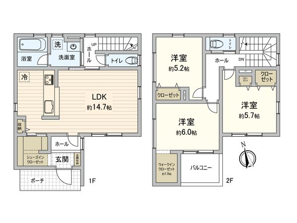 座間市西栗原1丁目 新築戸建4号棟 間取図(平面図)