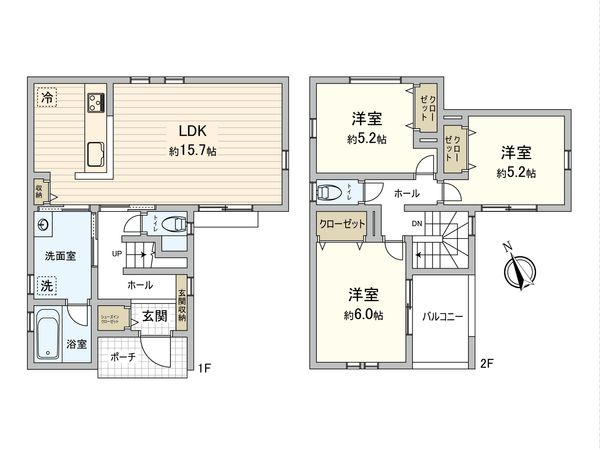 座間市西栗原1丁目 新築戸建1号棟 間取図(平面図)