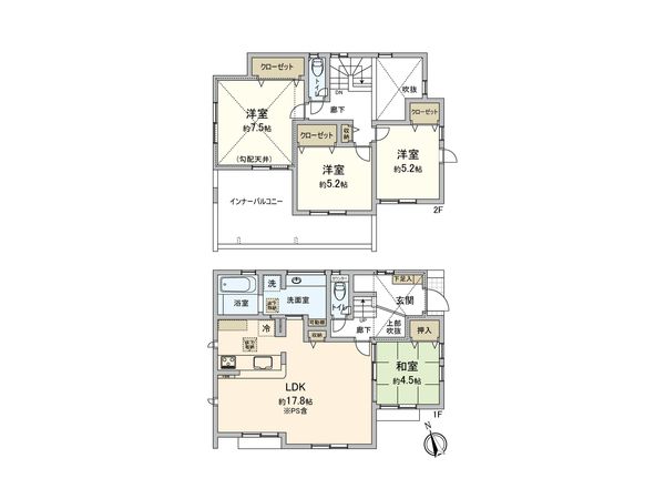 座間市西栗原1丁目 新築戸建 1号棟 間取図(平面図)