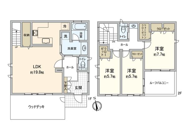 厚木市王子1丁目 戸建 間取図(平面図) 厚木市王子1丁目 戸建 間取図(平面図)