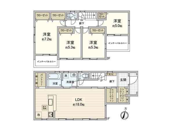 綾瀬市早川 新築戸建1号棟 間取図(平面図) 綾瀬市早川 新築戸建1号棟 間取図(平面図)