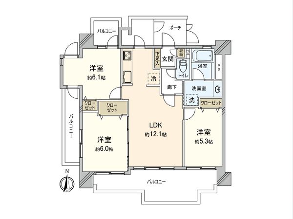 クリオ海老名伍番館 間取図(平面図) クリオ海老名伍番館 間取図(平面図)