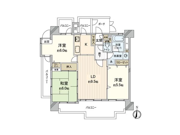 クリオ海老名伍番館 間取図(平面図) クリオ海老名伍番館 間取図(平面図)