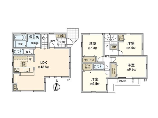 淵野辺2丁目 新築戸建 間取図(平面図) 淵野辺2丁目 新築戸建 間取図(平面図)
