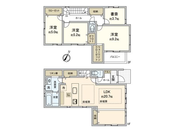 本町田 新築戸建2号棟 間取図(平面図)