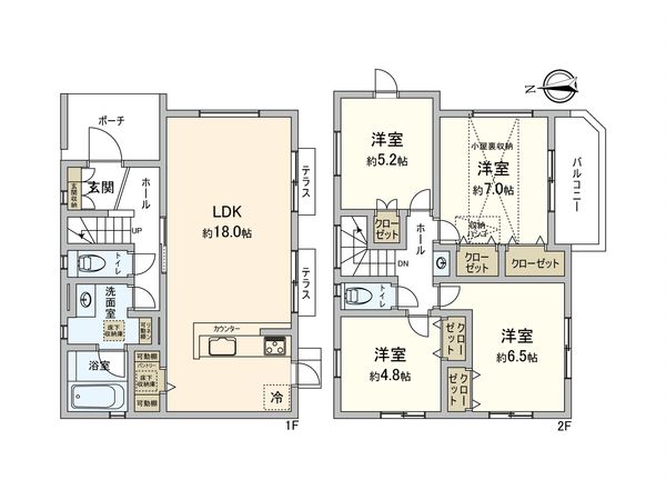 高ヶ坂7丁目 新築戸建 間取図(平面図) 間取図(平面図)