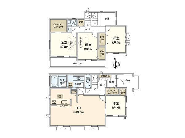 玉川学園4丁目 新築戸建 間取図(平面図) 玉川学園4丁目 新築戸建 間取図(平面図)