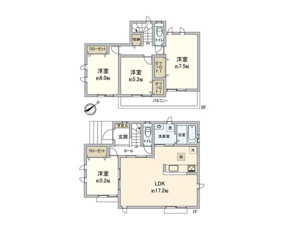 木曽西5丁目 新築戸建 A号棟 間取図(平面図) 間取図(平面図)
