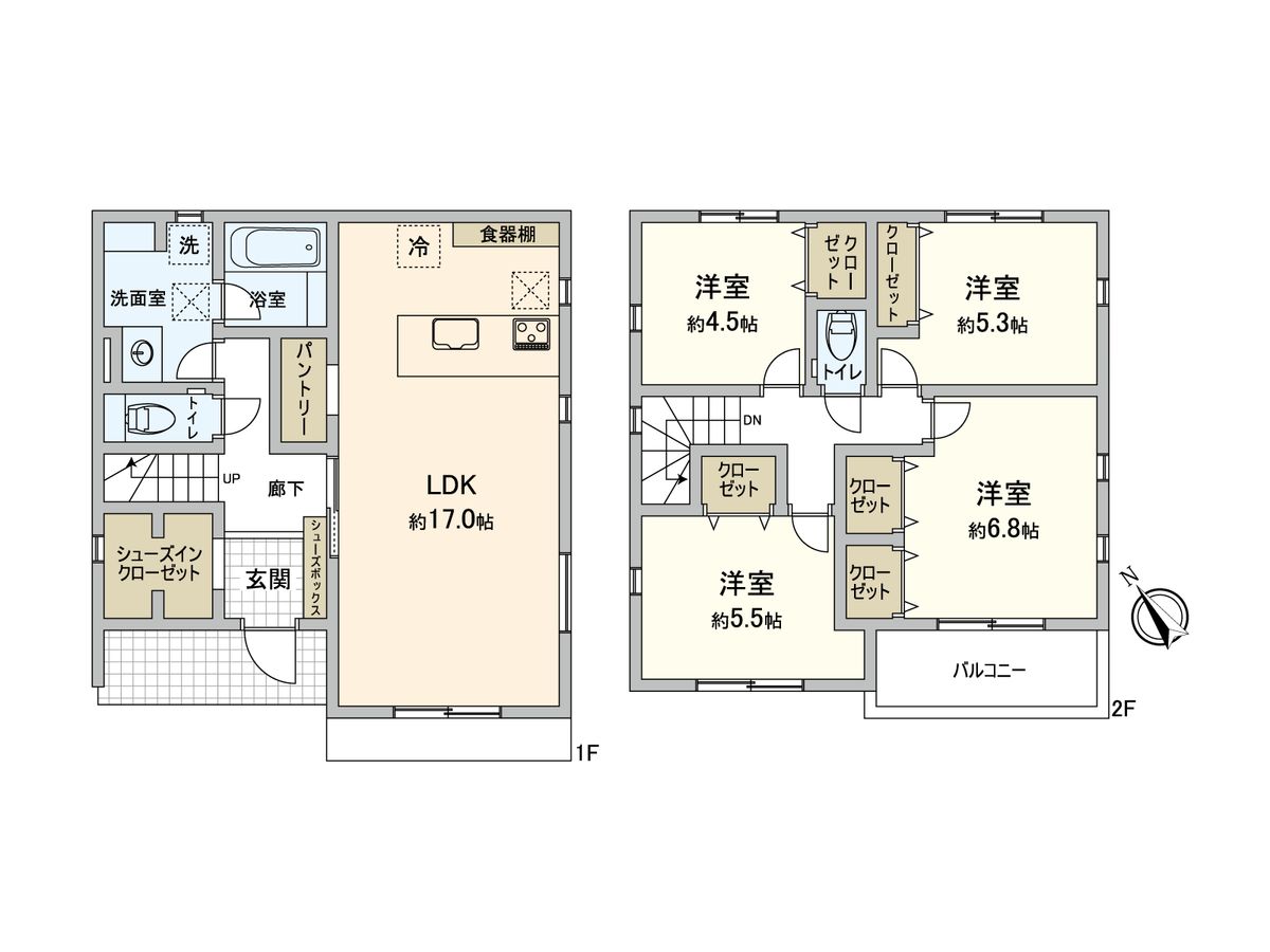 南大谷7丁目 新築戸建4号棟 間取図(平面図) 間取図(平面図)