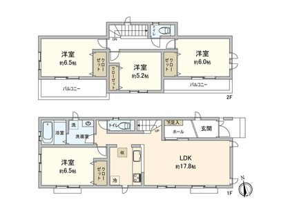 南大谷1丁目 新築戸建E号棟 間取図(平面図)