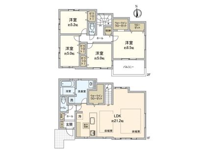 鵜野森1丁目 新築戸建 間取図(平面図)