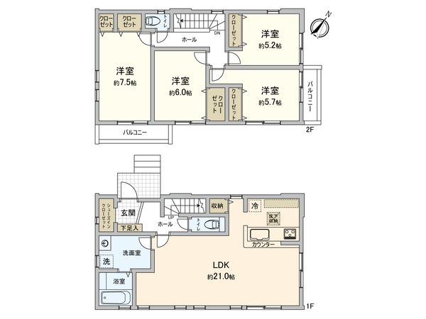 本町田 新築戸建 1号棟 間取図(平面図)
