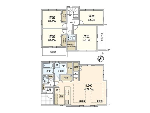金井8丁目 新築戸建 1号棟 間取図(平面図)