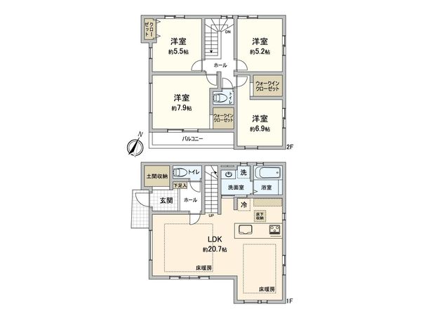 金井8丁目 新築戸建 2号棟 間取図(平面図)