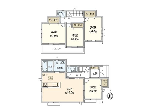 本町田 新築戸建 1-2号棟 間取図(平面図) 本町田 新築戸建 1-2号棟 間取図(平面図)